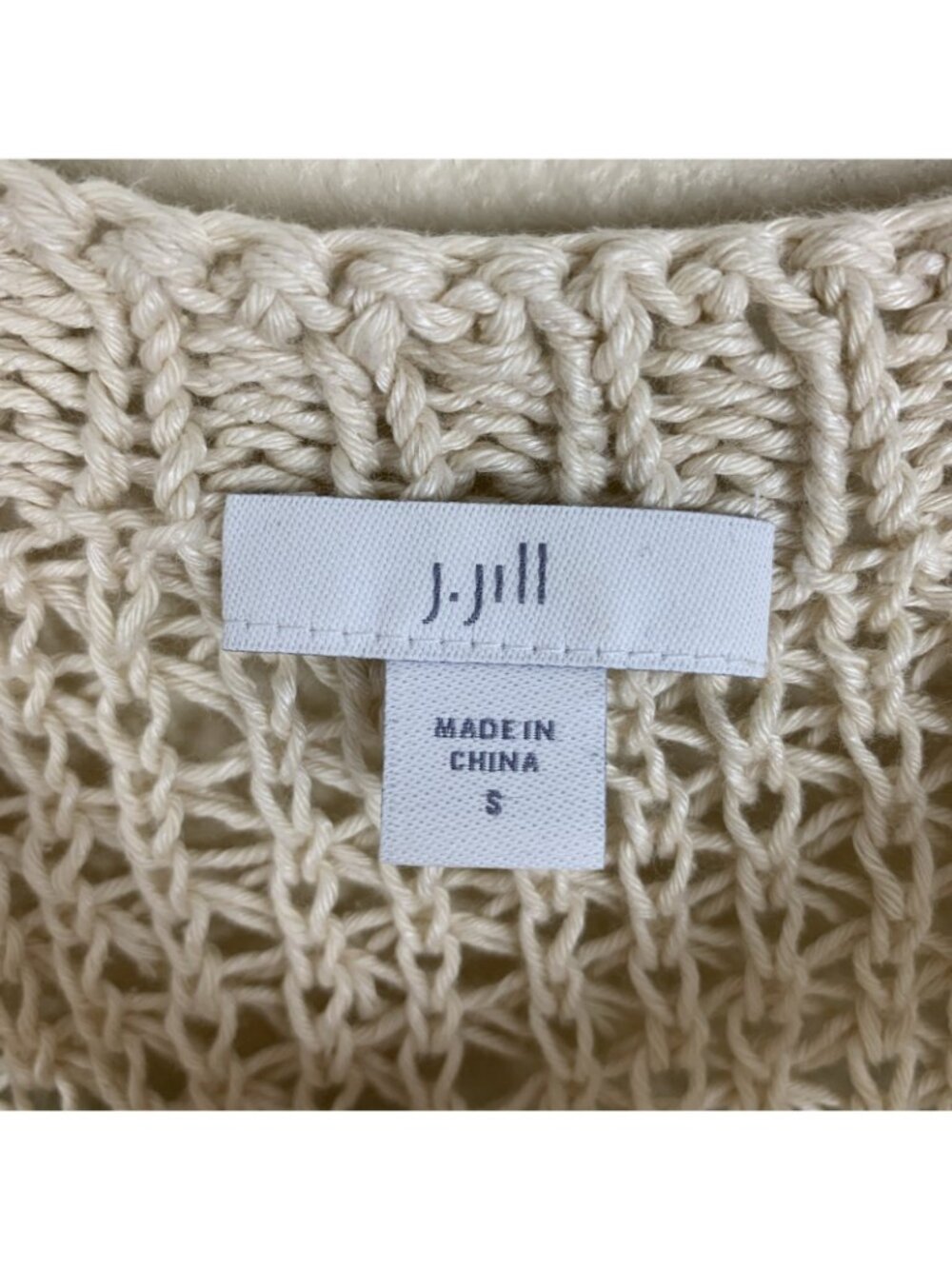 J Jill Womens S Sweater Pullover Dolman Open Knit Beach Linen Blend Boho Crochet - Picture 3 of 13